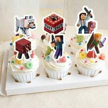 Hasbro Bộ 37 món trang trí bánh kem chủ đề thế giới khối Pixel, bộ banner và cờ trang trí tiệc, cờ treo và trang trí xoắn ốc làm phông nền tiệc sinh nhật ngày lễ - Nhiều màu - Xem 10