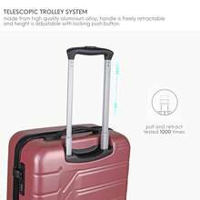 JLY ABS+PC Hard Shell Suitcase With TSA Lock, 20/24/28 Inch Size Options, 360° Spinner Wheels, Telescopic Handle, Textured Travel Luggage - Rose Pink - View 8