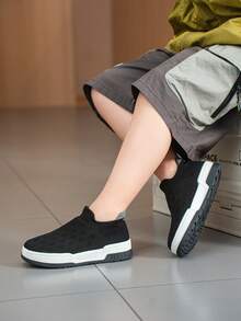 1 Pair Children's Sock Sneakers, Breathable Elastic Soft Shock-Absorbing Quick-Drying Lightweight Casual Street Style Shoes Suitable For Running And Walking - Black - View 3