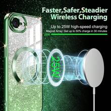1pc Hadaasi Military Green Electroplated Magnetic Gradient Rhinestone Paper Brushed Space Case With Built-In Lens Protector Film Protective Case + Glitter Paper 2-In-1 Ultra-Thin Phone Case Compatible With Apple 17E/17Pro/17ProMax/Air/17/16Pro/16ProMax/16Plus/16/15Pro/15ProMax/15Plus/15/14Pro/14ProMax/14Plus/14/13Pro/13ProMax/13/12Pro/12ProMax/12/11ProMax/11/11Pro - Army Green - View 4