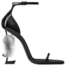 Large Size Hollow One Band Sandals Women 8cm 10cm Thin High Heel Party Footwear 2O8K - 黑色金跟10cm - 查看 4