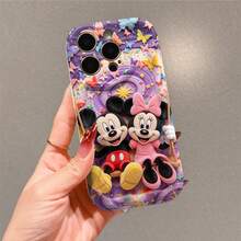 Disney Mickey & Minnie Mouse Shockproof Phone Case, Plush‑Style Butterfly Star Rainbow Swing Pattern, Compatible With IPhone 17,16,15,14,13,12,11 Pro, Pro Max, Plus, Perfect Gift For Birthday, Holiday, Valentine's Day For Family, Friends, Boyfriend & Girlfriend - 白色 - 查看 1
