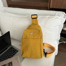 Bolso de cuero genuino para mujer, elegante bolso de mano y de hombro para oficina, citas y fiestas. Nuevo bolso de nailon de color sólido estilo japonés, moderno y elegante para estudiantes, ideal para clases, de gran capacidad, ligero, adecuado para ir al trabajo, bolso de tela de un solo hombro y bandolera. - Blanco - Ver 4