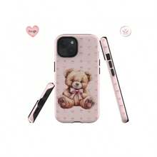 Expédition 24h depuis DE Coque Apple 17 Pro Max Plus Mignonne Ours en Peluche avec Nœuds Roses Cœurs Esthétique Cottagecore Romantique Cadeau Pastel pour Femmes Filles Accessoire Kawaii Girly 23 24 25 26 - 1 image couleur - Voir 2