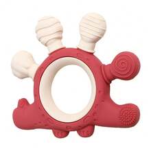 1pc Silicone Dinosaur Teether, Dual-Color, 6 Different Textures, Soft Silicone Material, Suitable For Babies 0+ Months - 彩色 - 查看 9