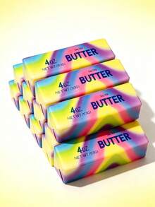 Colorful Gradient Butter Block Squishy, Slow Rebound Soft Stress Relief Toy, Party Gift, Birthday Gift, Holiday Gift, Squeeze Toy, Plush Soft Toy - Multicolor - View 2