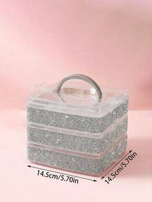 Rhinestone Decorated 3-Layer 18-Compartment Detachable Handheld Storage Box, Hardware Tool Organizer, Contact Lens Storage Case - Multicolor - View 12
