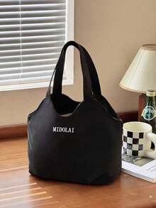 Customizable Photo/Image Canvas Tote Bag, Large Capacity Side Zipper Design, Daily Commute Canvas Bag, Black/White/Khaki Three Colors Available, Minimalist Casual Style Handbag, Customizable Personal Photo/Pattern, Suitable For Students And Office Workers For Daily School, Commute, And Outings - Multicolor - View 8