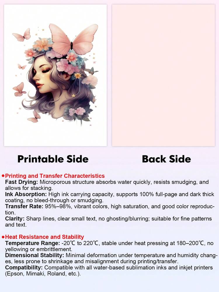 HONGCAI 100 Sheets A4 High-Quality Heat Transfer Paper, 100g High Transfer Rate Fast Drying Type, Compatible With All Inkjet Printers, Suitable For T-Shirts, Mugs, Phone Cases, MDF, Hats And Other Products - Multicolor - View 5