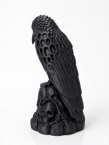 1 buah Grim Reaper Raven - Versi Bertengger di Kerangka, Gagak Hitam Sangat Detail Bertengger di Kerangka, Dipasang di Alas, Ideal untuk Dekorasi Meja/Rak, Dekorasi Halloween, Pajangan Gotik dan Hadiah, Koleksi yang Wajib Dimiliki - A - View 6