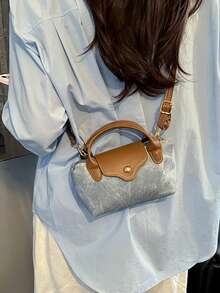 2026 Niche Design Denim Texture Women's Small Square Handbag, Versatile Shoulder Crossbody Dumpling Bag, Southern Style - Brown - View 4