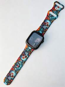 1件女性哥德式骷髏蛇紋矽膠錶帶，兼容 38/41/40/44/42/45/49mm (S10 42mm/46mm)，柔軟運動替換腕帶，兼容 Ultra/SE/Series10/9/8/7/6/5/4/3/2/1，時尚個性化配件 - 彩色 - 查看 3