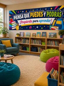 1pc Spanish Back To School Banner Decoration, Colorful Classroom Welcome Sign, Rainbow Art Theme Educational Wall Banner, Inspirational Spanish Teacher Classroom Decor - Multicolor - View 39