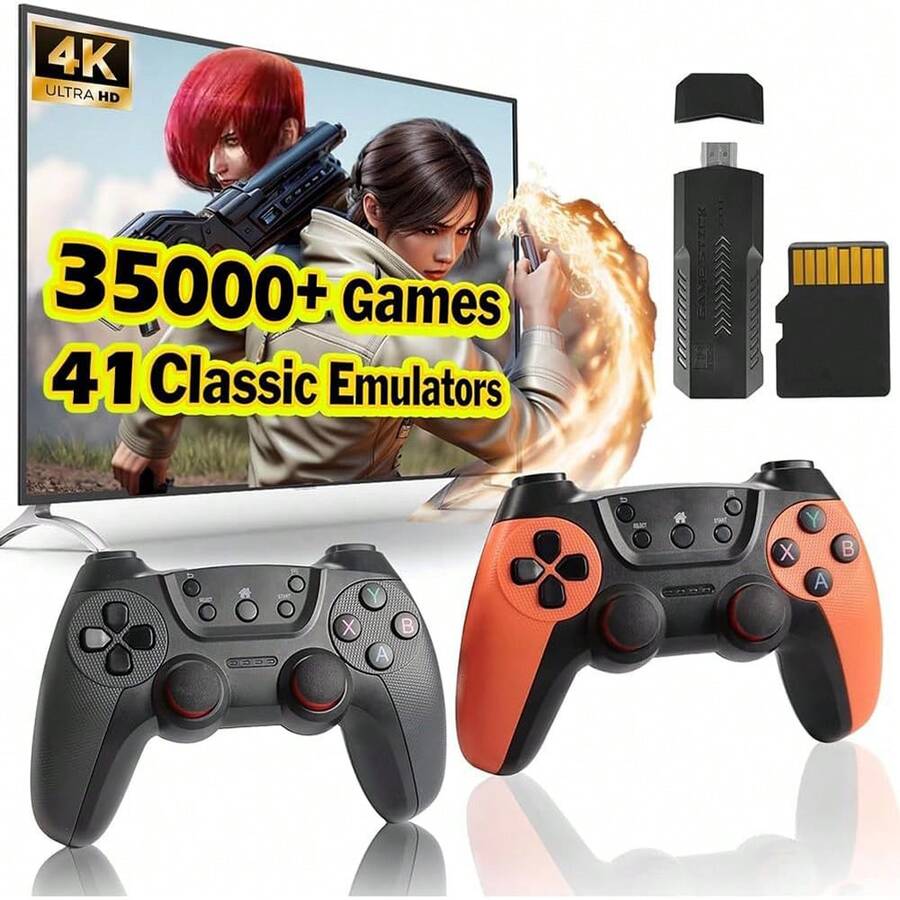 YIYI X2 Pro 復古遊戲機 4K輸出 無線控制器 插即用 便攜式遊戲主機 內建 35000+/42000+ 款遊戲 1人/2人街機遊戲機 (64G/128G)