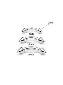 Eyebrow Piercing Jewelry Set Stainless Steel Curved Barbell Kit With CZ, Spike & Ball Replacement Ends,Rook Daith Lip Rings For Women Men - Silver - View 10
