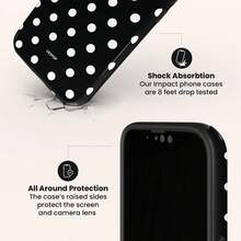 VESPOP Black Polka Dot Phone Case, Dual-Layer Shockproof Hard Shell, Retro Dotted Design, Fit For IPhone 17/16/15/14/13 Pro Max, Galaxy S26/S25/S24 Ultra, Pixel 10/9/8 Pro - Mixed Color 1 - View 6