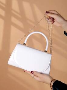 REMANLAND Fashionable Solid Color Mirror Handbag, Elegant Ladies' Business Bag, Suitable For Party Girls, College Students, Brides, Can Be Matched With Party Dresses, Wedding Gowns, Evening Gowns, Bodycon Dresses, The Best Gift For Women - White - View 3