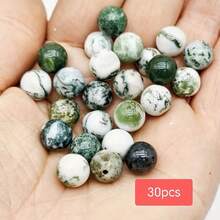 8mm Perle di agata naturale con motivo a grana di legno, forniture per la realizzazione di gioielli fai-da-te, perle rotonde - verde bianco - Visualizzare 5