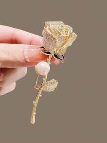 QTHOPE Trâm cài hình hoa hồng thanh lịch, ghim cài hoa đa năng - hoa hồng - Xem 4