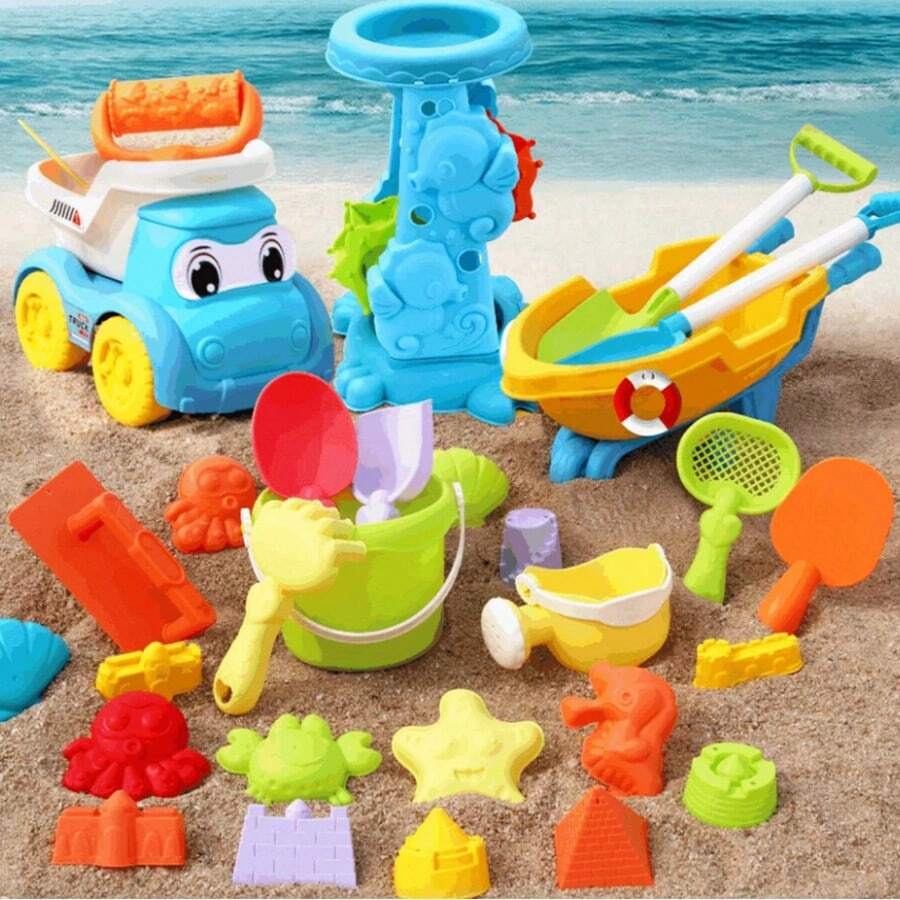 Children's Beach Toy Set, Includes Large Sand Shovel, Sand Bucket, Digging Tools And Timer Accessories, Random Color - Multicolor - View 1