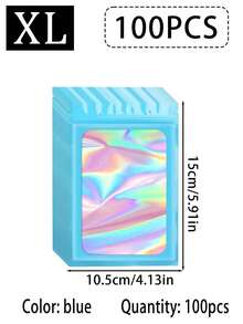 100/10pcs Transparent Holographic Bags, Odor-Proof Packaging Bags, Sealed Bags, Polyester Film Food Storage Bags, Zipper Sealed Bags, Polyester Film Holographic Resealable Bags, Suitable For Party Foods, Jewelry, Etc. - Multicolor - View 27
