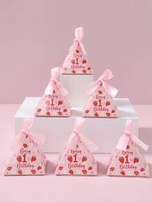 12件草莓嬰兒1歲生日禮物盒附緞帶，適合女嬰/男嬰1歲生日派對用品、嬰兒性別揭曉派對禮物盒、桌面中心裝飾、嬰兒派對小禮物、生日派對嬰兒洗禮派對裝飾糖果盒、婚禮派對桌面裝飾用品、禮品包裝盒糖果盒、嬰兒洗禮禮物 - 草莓1歲生日 - 查看 7