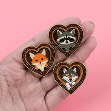 Cute Cartoon Raccoon Wolf Women Brooch On Clothes Men Soft Enamel Pin Lapel Pins Backpack Badges Accessories - Gold - View 5