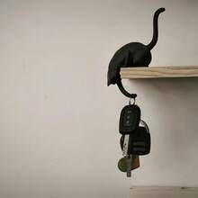 Cute Cat Key Holder Figurine - A Fun And Multi-Functional Decorative Piece With Practical Hooks To Hang Keys, Perfect As A Desktop Organizer For Office, Study Or Entryway, Also A Adorable Home Decor Item. - A - View 4