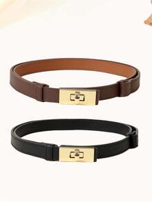1 pièce Ceinture en cuir PU texturé croisé bohème, boucle dorée ajustable grande taille, convient pour jeans, tenues décontractées, vestes, jupes, usage quotidien - Verrouillage - Voir 17