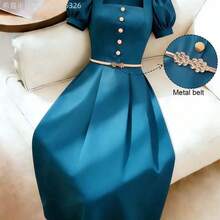 Women Midi Dresses - Khaki - View 2