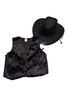 Children's Cowboy Style Kit – Hat + Vest With Fringe - Black Rope - View 8