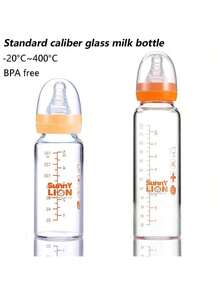 2件/1件婴儿玻璃奶瓶，耐热高达400°C，标准口径，60ml/120ml/140ml/240ml，多阶段喂奶瓶 - 彩色 - 查看 1
