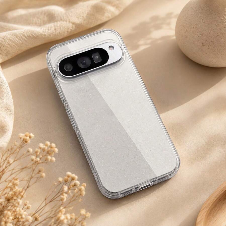 Funda de teléfono transparente con purpurina de lujo a prueba de golpes compatible con iPhone 11 Pro XL/10 Pro XL/9Pro XL/11Pro/10Pro/9Pro/11/10/9 Cubierta protectora de TPU duro - Carcasa individual translúcida con diseño de cielo estrellado - Ver 1