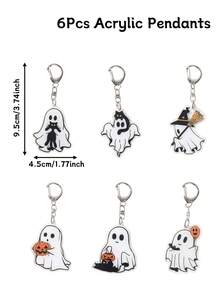 6 piezas Llaveros de Fantasmas de Halloween, Llaveros Acrílicos Planos 2D de Dibujos Animados, Decoraciones de Halloween, Decoración de Fiesta de Halloween, Anillos de Llaves de Regalo, Suministros para Fiesta de Truco o , Encantos de Bolsa, Favores de Halloween Espeluznantes, Colgantes de Mochila, Decoración de Atmósfera Espeluznante - Mezcla fantasma - Ver 12