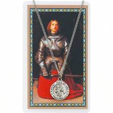 Saint Joan Of Arc Pewter Medal Pendant With Prayer Card - Multicolor - View 1