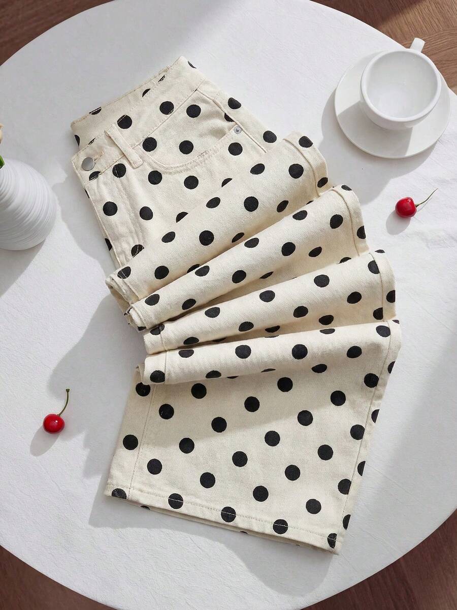 Jeans anchos y sueltos de mujer con bolsillos y estampado de leopardo, versátiles y casuales - Multicolor - Ver 1