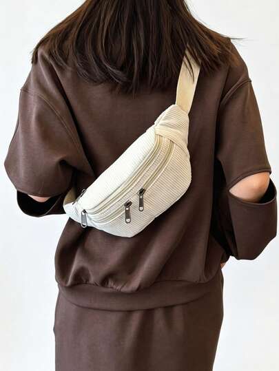 Neue modische Retro Cord-Hüfttasche, minimalistischer Brustbeutel, große Kapazität einfarbige Schulter Umhängetasche Hüfttasche für Herren