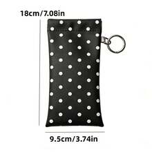 1pc Polka Dot PU Leather Fashion Glasses Pouch, Auto-Closing Spring Eyeglass Case With Keychain Hook, Portable Anti-Scratch Glasses Storage Bag With Built-In Cleaning Cloth, Cute Protective Cover Suitable For Travel And Daily Use - View 5