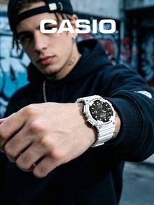 Casio 卡西欧男士指针/数字双显手表 白色树脂表壳 黑色表盘 太阳能动力 100米防水 LED 照明运动腕表 AQ-S810WC-7A - 白色 - 查看 4