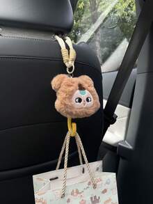 1pc Cute Cartoon Character Head Decor Car Seat Back Hook, Multifunctional Invisible Hanger For Car Seat Back, Car Interior Storage Hook, Car Decor & Storage Accessory - A - View 6
