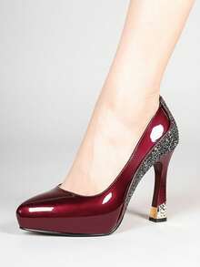 Women's Platform High Heel Shoes, New Cheongsam Catwalk Shallow Work Shoes, Spring/Autumn,Elegant - Burgundy - View 7