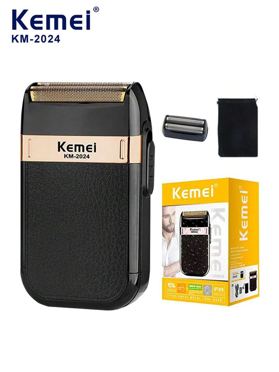 Kemei 2024 Hot Selling Men's Electric Shaver, Dual Blade Reciprocating Facial Electric Razor, USB Rechargeable Shaver, Portable Beard Trimmer, Suitable As Gift For Boyfriend And Father