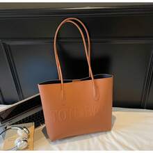 Bolso de Cuero Genuino para Mujer, Elegante Bolso de Mano y de Hombro para Oficina, Citas y Fiestas, Textura con Letras Grabadas 2026, Gran Capacidad, Nuevo y Moderno, Retro, Bolso de Hombro Único para Viajes Diarios - Plateado - Ver 9