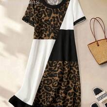Yunuo Menswear  Vestido casual de fiesta de cuello redondo con bloques de color para mujer - Celeste - Ver 8