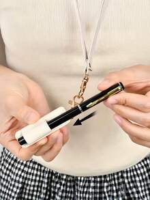 1 pieza Estuche de cuero creativo para bolígrafos con llavero desmontable, adecuado para bolsos o cordones, compacto y antiperidida, opciones de varios colores, textura fina, un compañero de oficina práctico y elegante para la protección de bolígrafos. - A - Ver 4