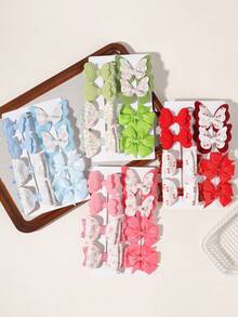 8pcs Floral Fabric + Ribbed Patchwork Non-Damaging Hair Clips, Korean Sweet Style, Suitable For Students' Daily Wear / Performance Styling - Mixed color - View 5