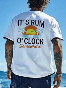 Men's Short-Sleeved T-Shirt, Loose Fit, Graphic Pattern, Casual, 2-In-1, Ideal For Holidays And The Beach, Vintage Eagle Pattern, Retro Style. - White - View 1