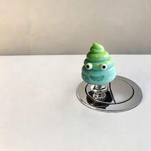 2pcs Creative Cute Funny Poop Expression Toilet Button Assist Tool - Bathroom Toilet Decor Sticker - Long Nail Repair - Bathroom Toilet Decor Accessory - Multicolor - View 12