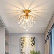 American Style Restaurant Crystal Hallway Corridor Entryway Modern Minimalist Pendant Light Staircase Entrance Small Ceiling Light Fixture Without Bulbs - Gold - View 4