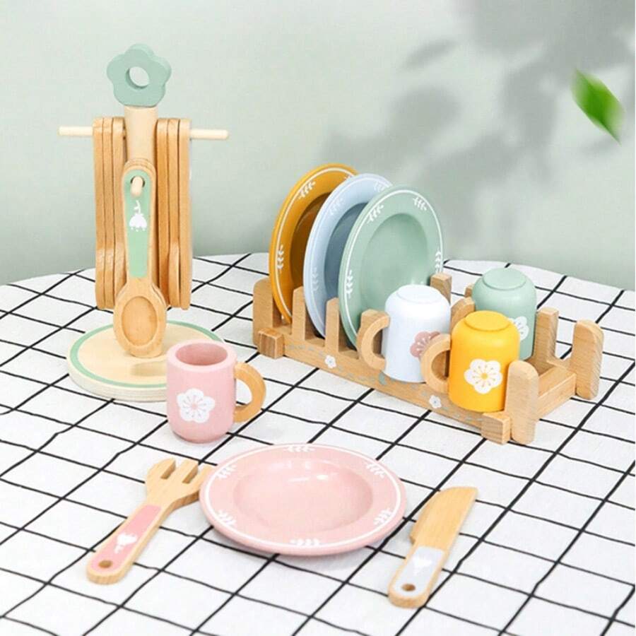 Simulation Pretend Play Kitchen Utensil Set Educational Little Chef Role Play Cooking Wooden Toy